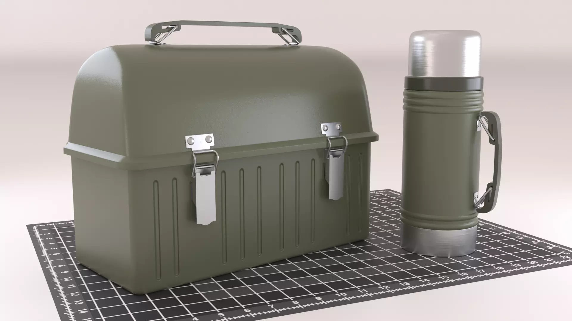 Metal Lunch Box with Thermos 3D model