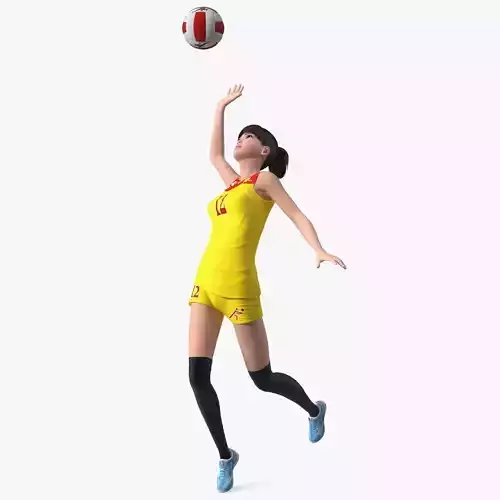 Young Chinese Woman Volleyball Player Pose