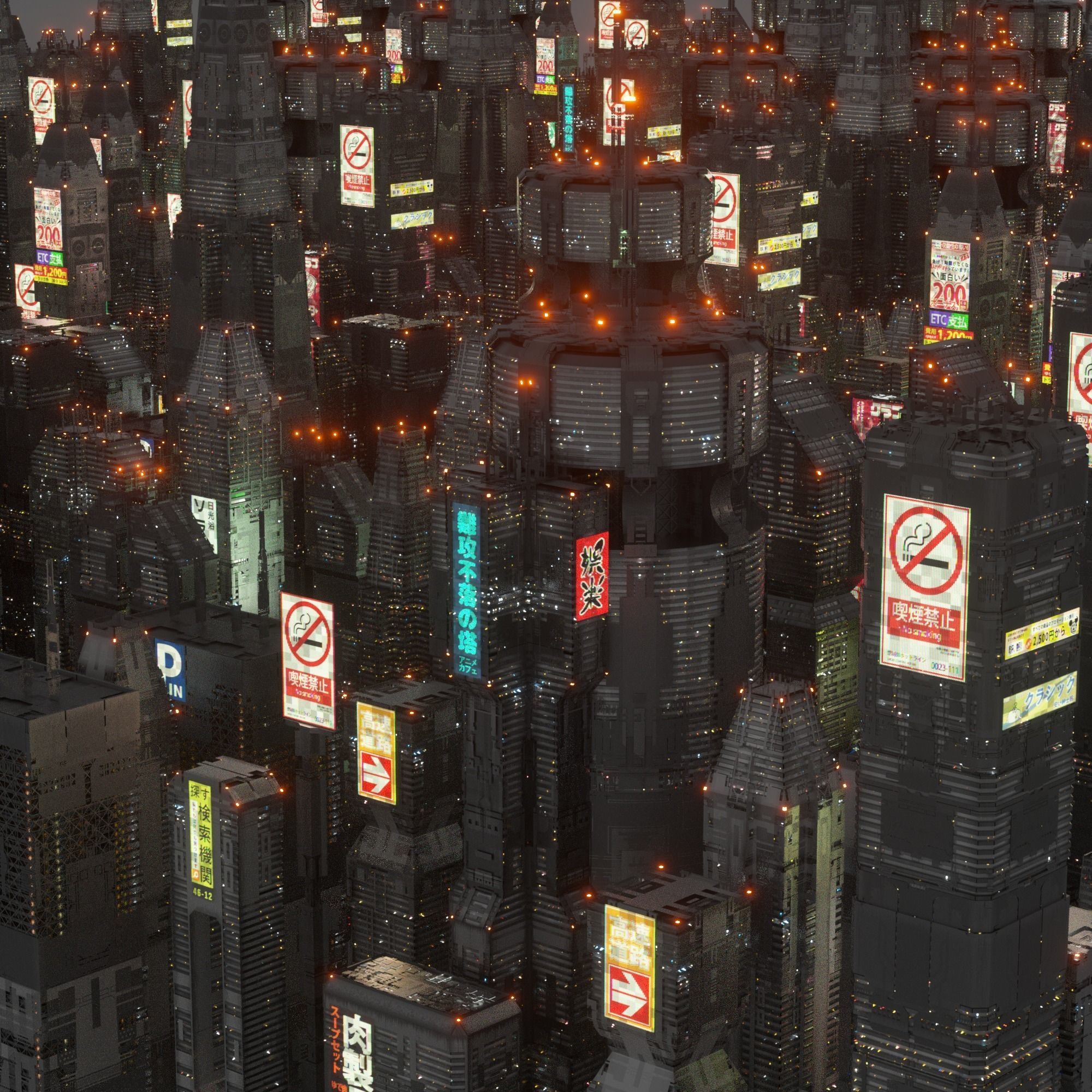 Sci-Fi Cyberpunk Low Poly Building Kit Bash - C4D Octane 3D model_2