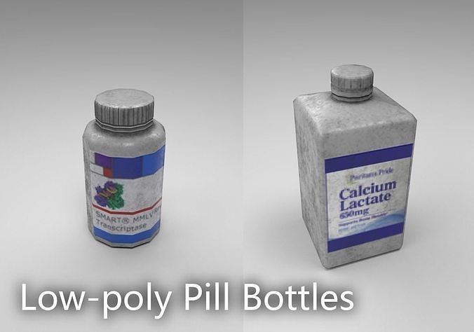 Pill Bottles 2 kinds Free low-poly 3D model
