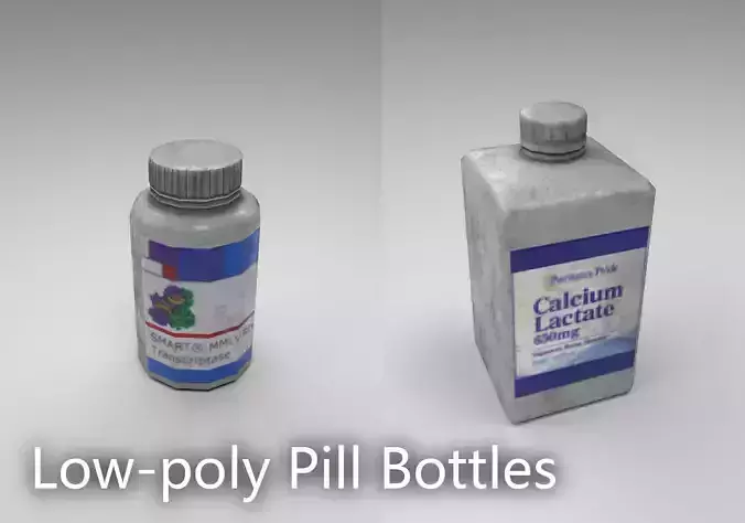 Pill Bottles 2 kinds Free low-poly 3D model