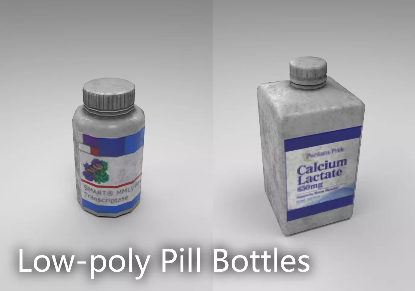 Pill Bottles 2 kinds Free low-poly 3D model_0