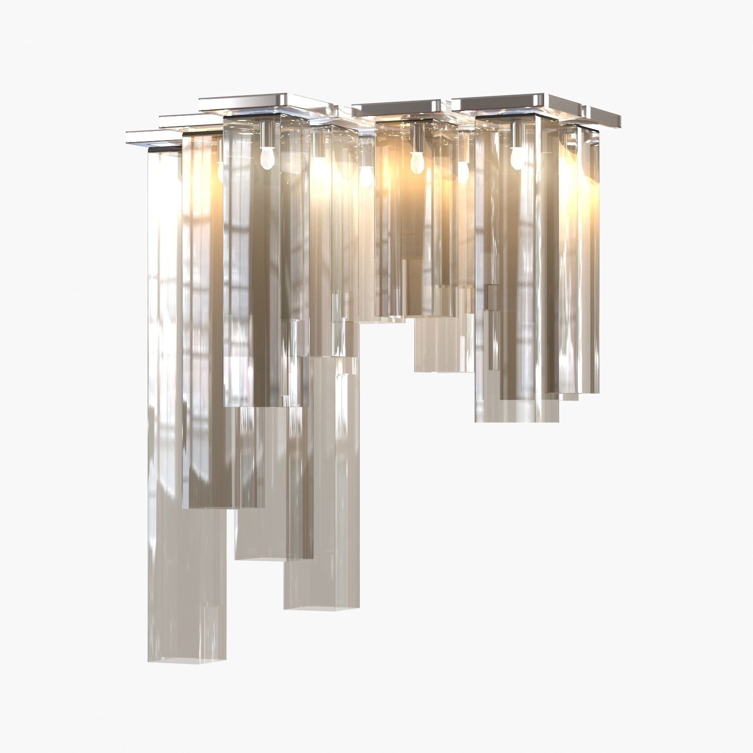 Chandelier modern glass with metal rods Low-poly 3D model_5