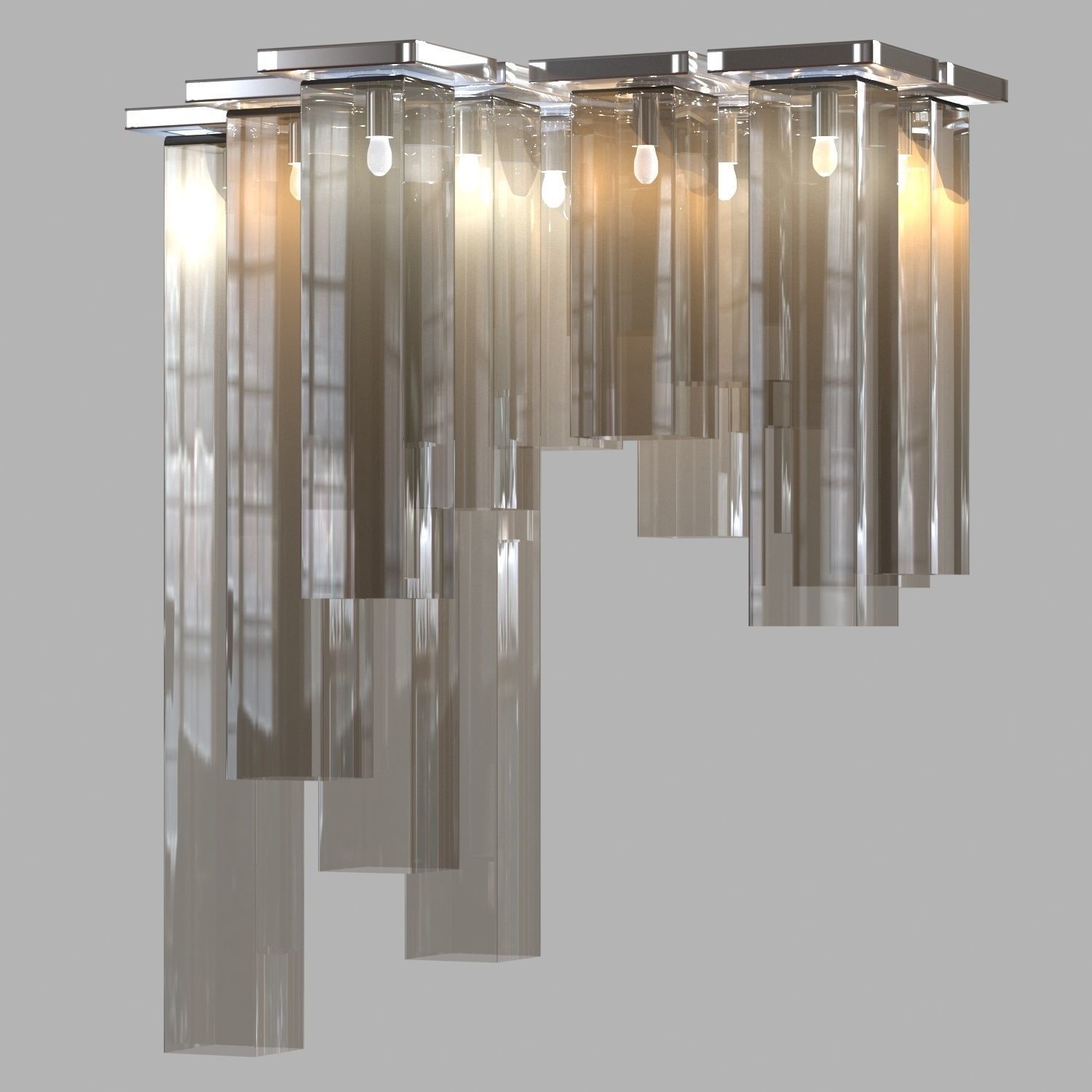 Chandelier modern glass with metal rods Low-poly 3D model_4