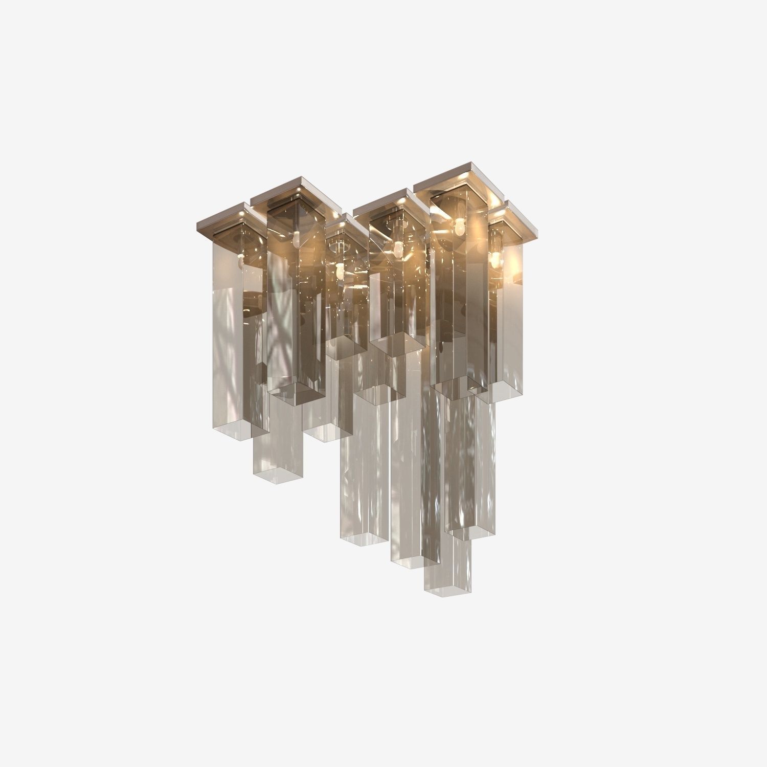 Chandelier modern glass with metal rods Low-poly 3D model_2