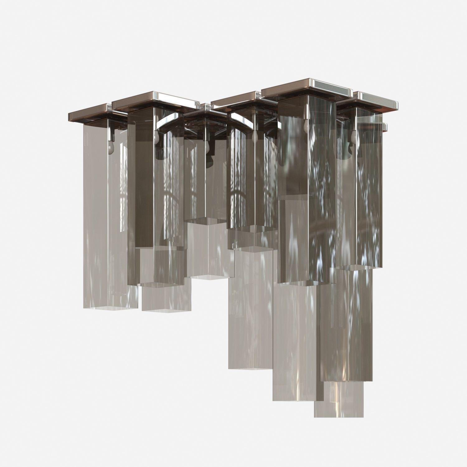 Chandelier modern glass with metal rods Low-poly 3D model_3