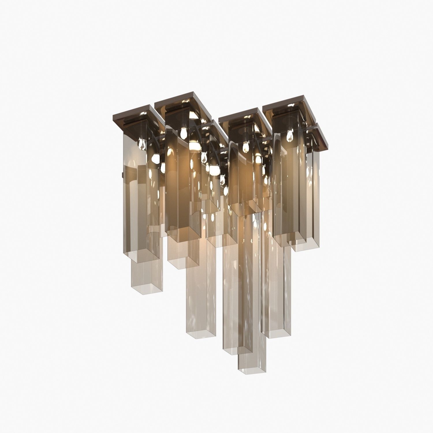 Chandelier modern glass with metal rods Low-poly 3D model_1