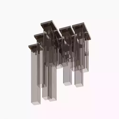 Chandelier modern glass with metal rods