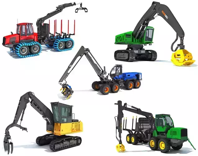 Forestry Machinery Set 3D Model Collection