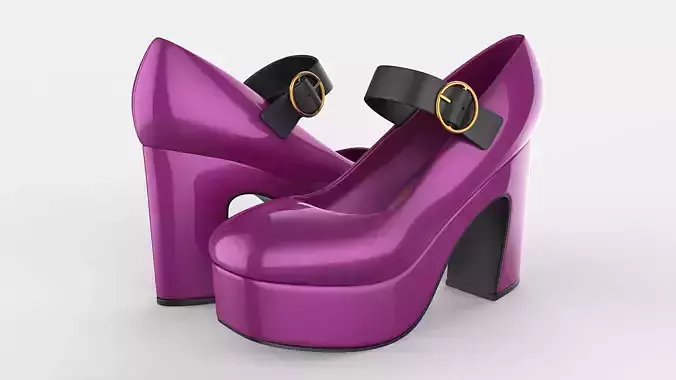 Mary Jane Platform Lolita Shoes Low-poly 3D model