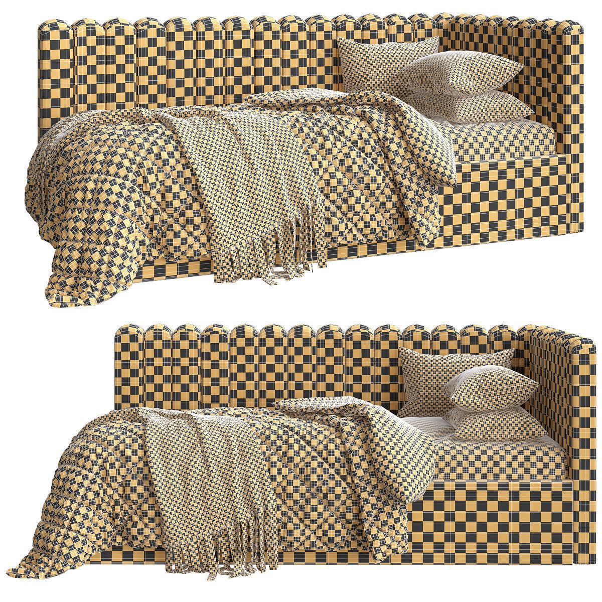 Avalon Upholstered Corner Bed 3d model Low-poly 3D model_1