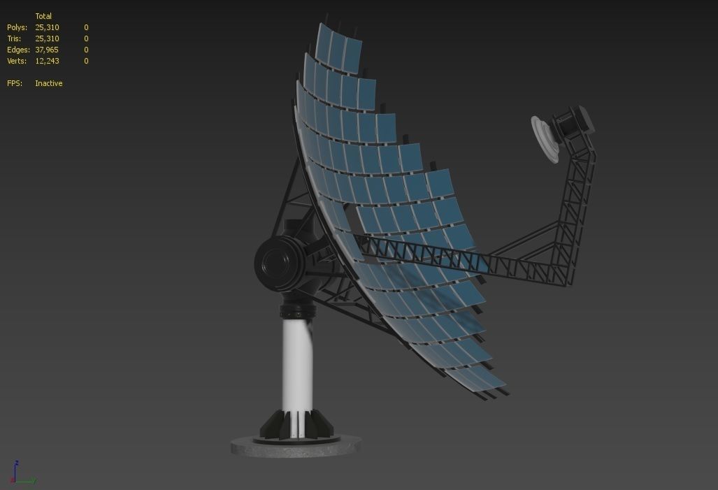 Solar Dish Collector M1 Low-poly 3D model_19