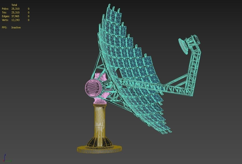 Solar Dish Collector M1 Low-poly 3D model_42