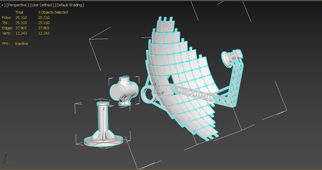 Solar Dish Collector M1 Low-poly 3D model_40