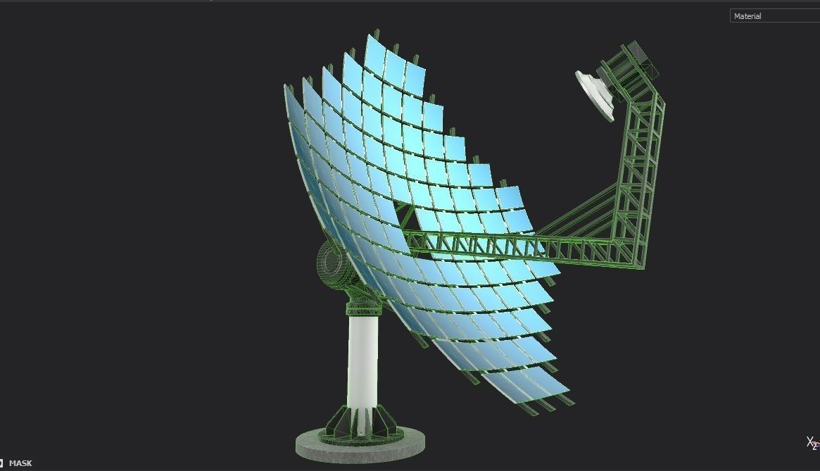 Solar Dish Collector M1 Low-poly 3D model_2