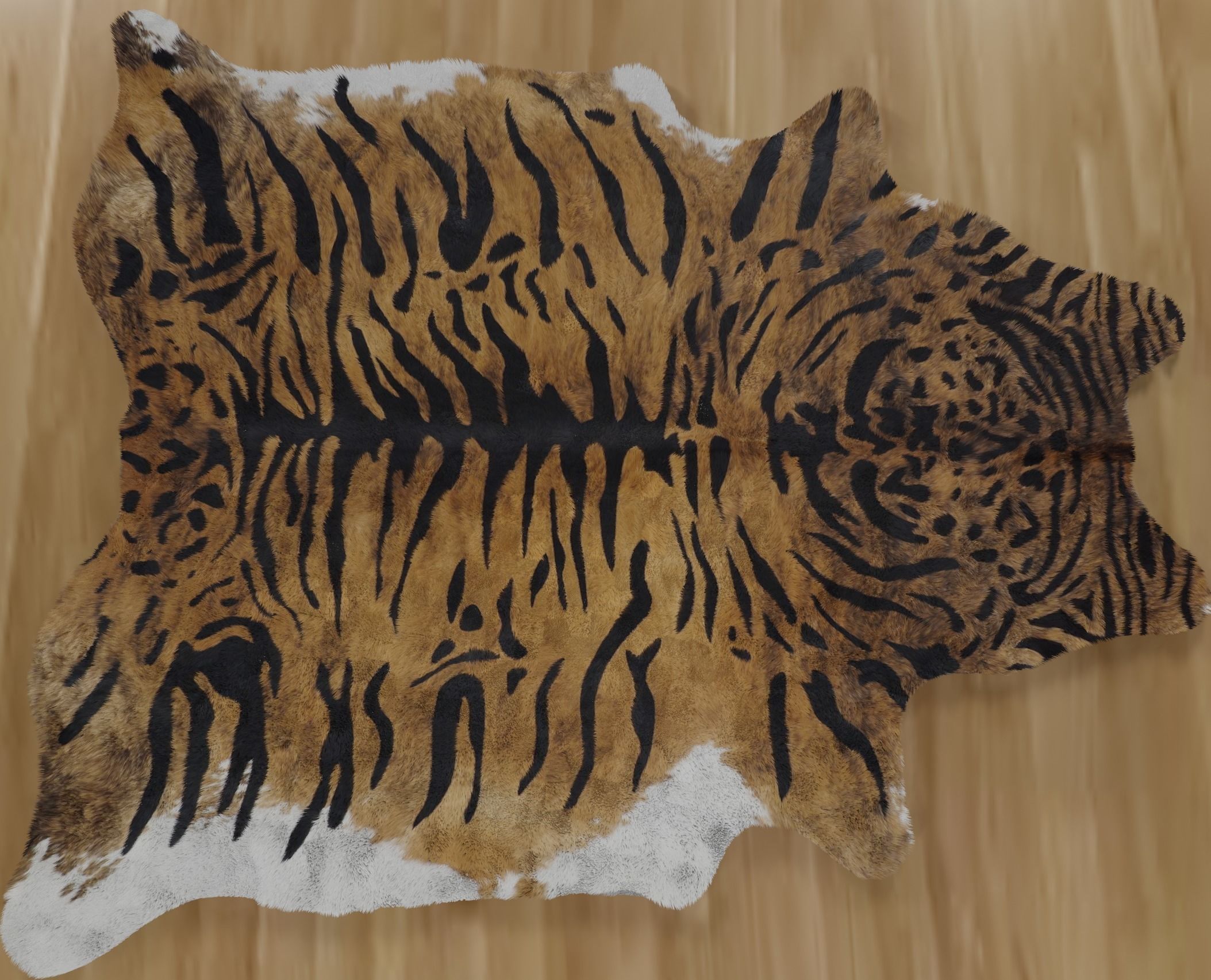 carpet 3d model tiger cowhide rug Low-poly 3D model_2
