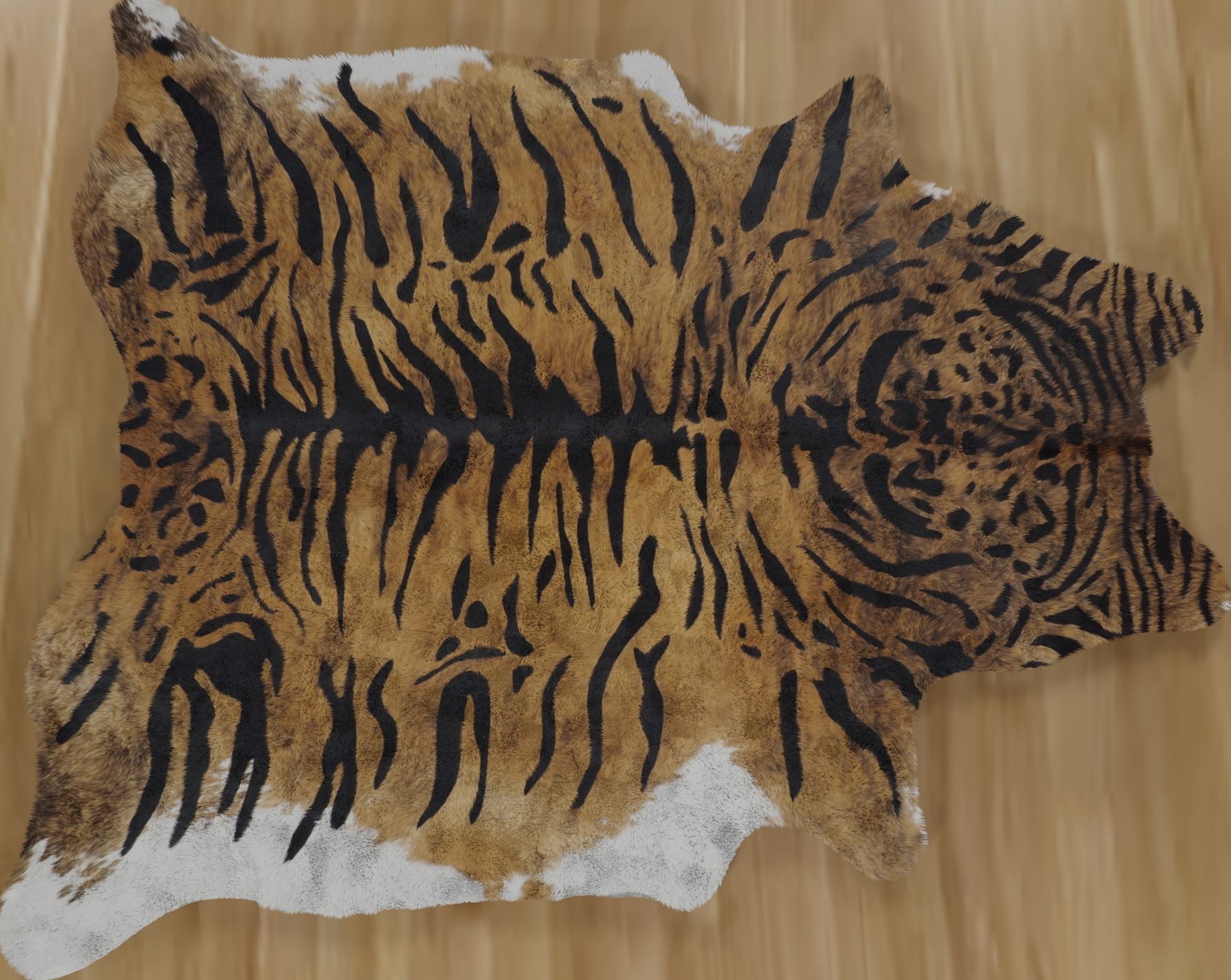 carpet 3d model tiger cowhide rug Low-poly 3D model_3