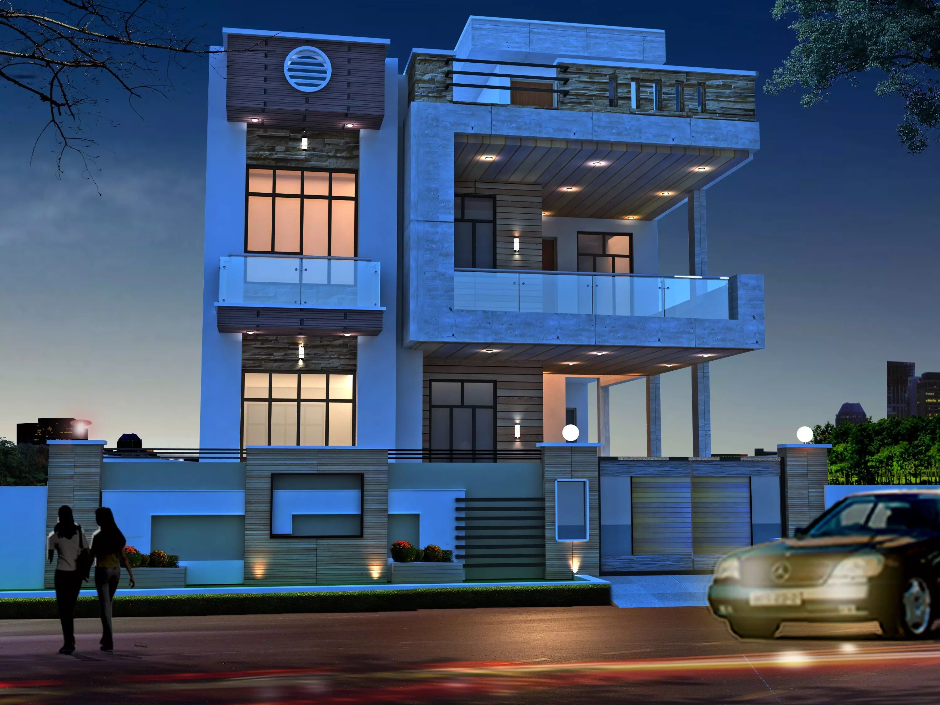 HOUSE modern at night Free 3D print model