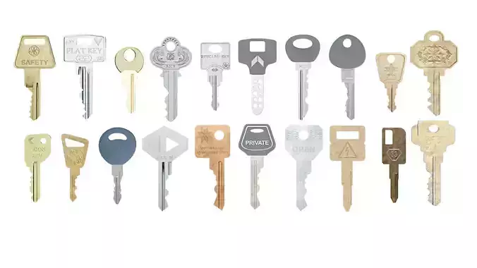 Flat key collection 3D model