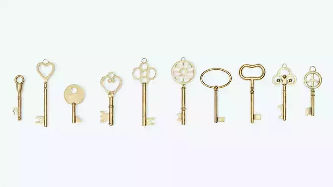 Collection of 10 warded keys 3D model
