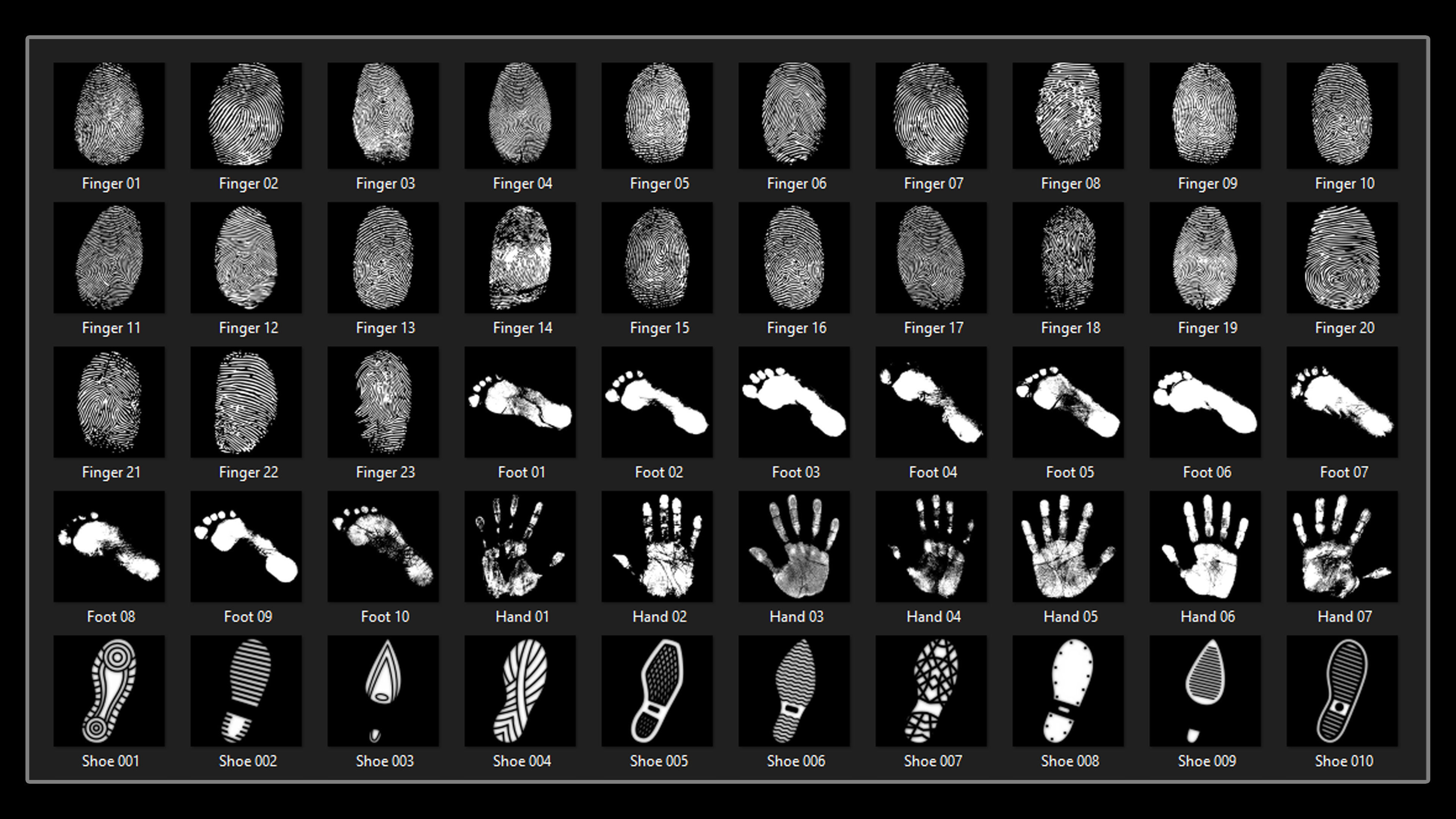  160 Humanprint Alpha Fingerprint Footprint Handprint Shoeprint 3D model_1