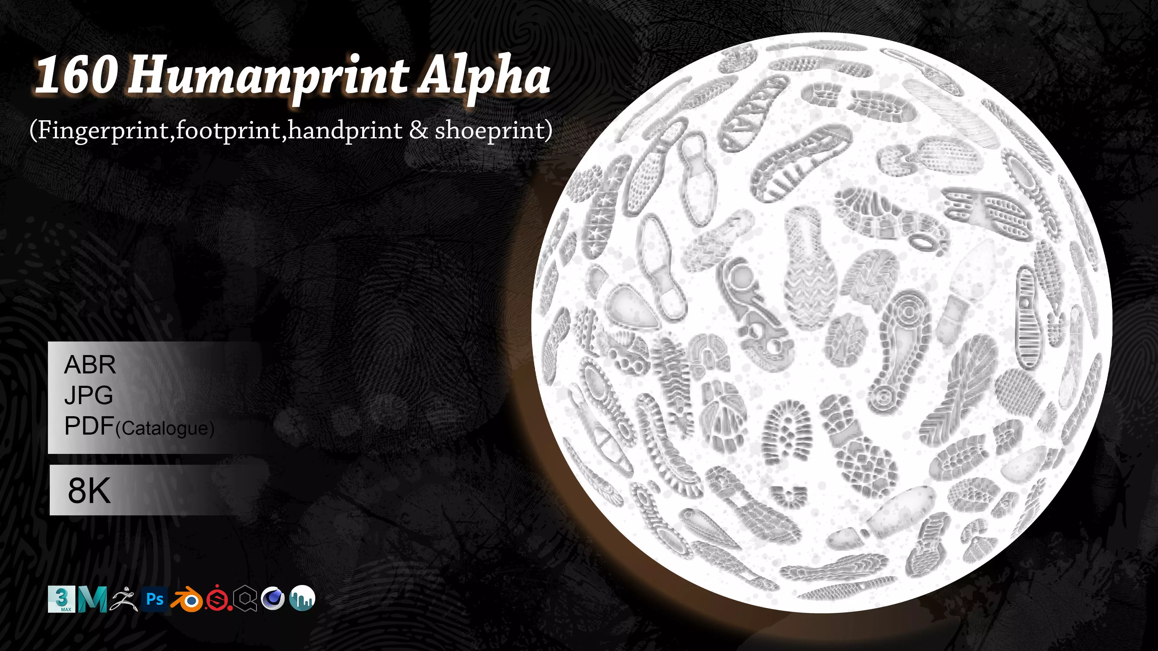  160 Humanprint Alpha Fingerprint Footprint Handprint Shoeprint 3D model_0