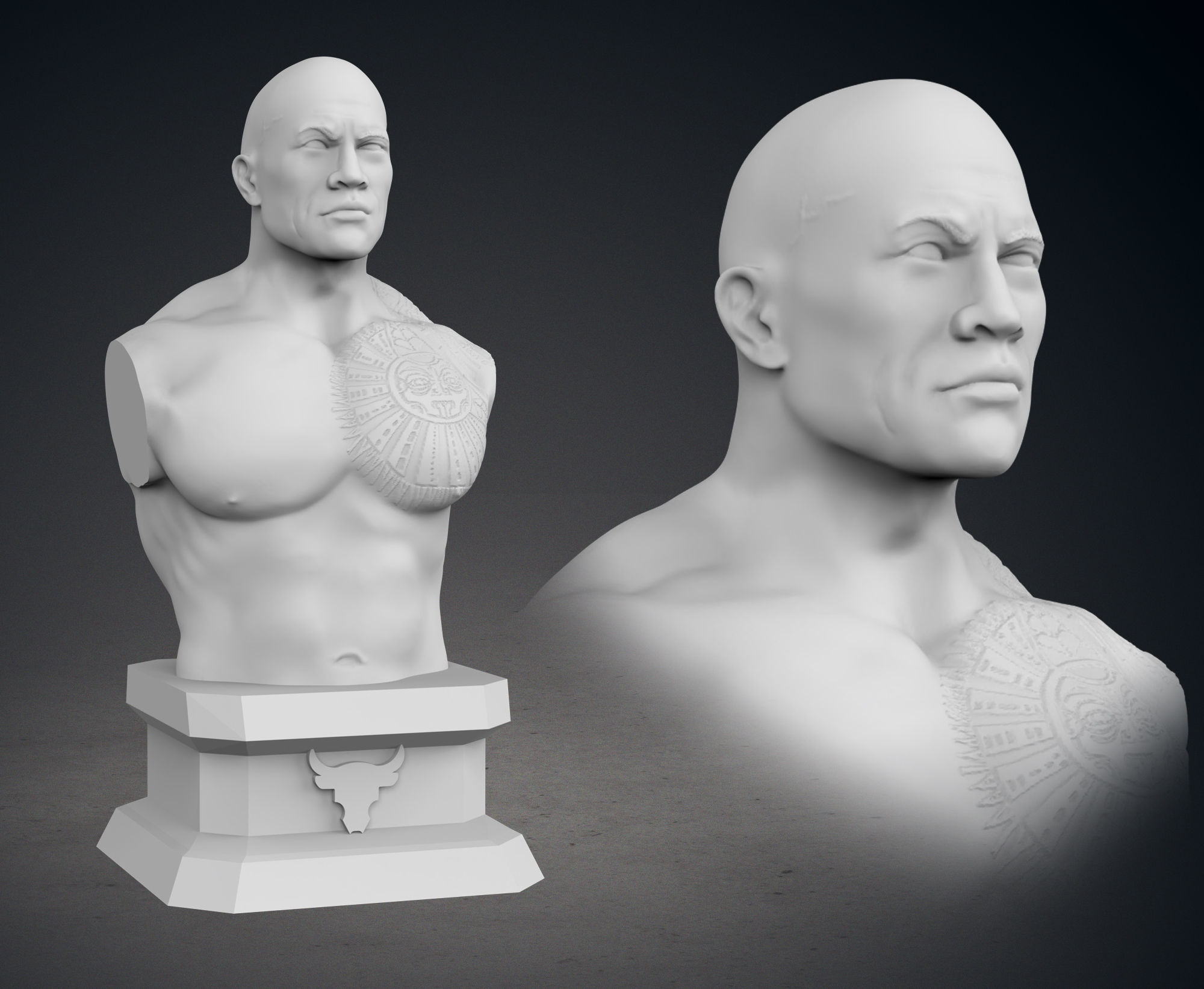 The Rock Bust - Classic and Current Versions 3D print model_11