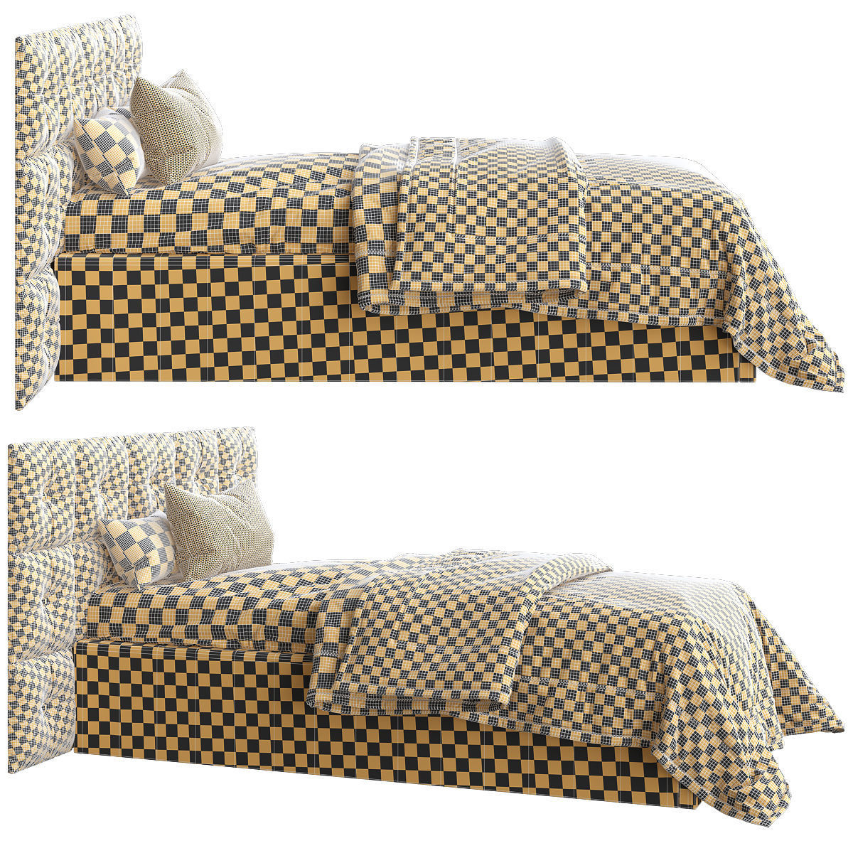 Corner Bed pillow panel 3d model Low-poly 3D model_1