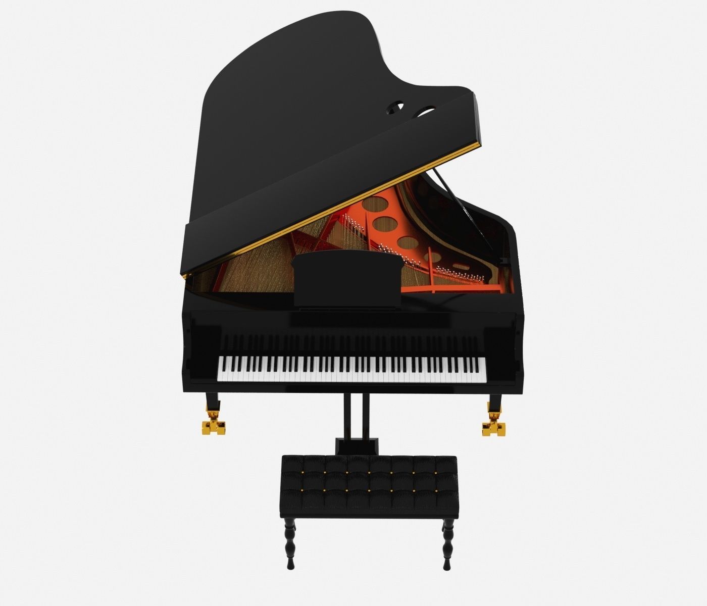 Black Piano 3D model 3D model_3