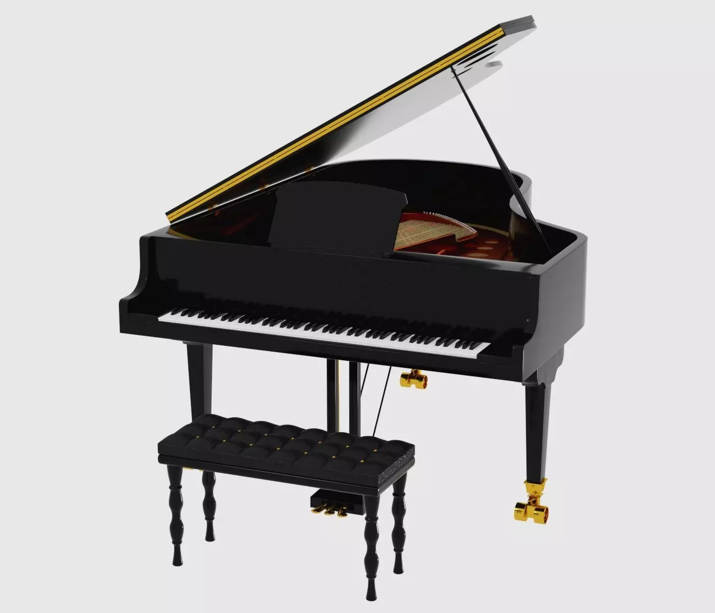Black Piano 3D model 3D model_0