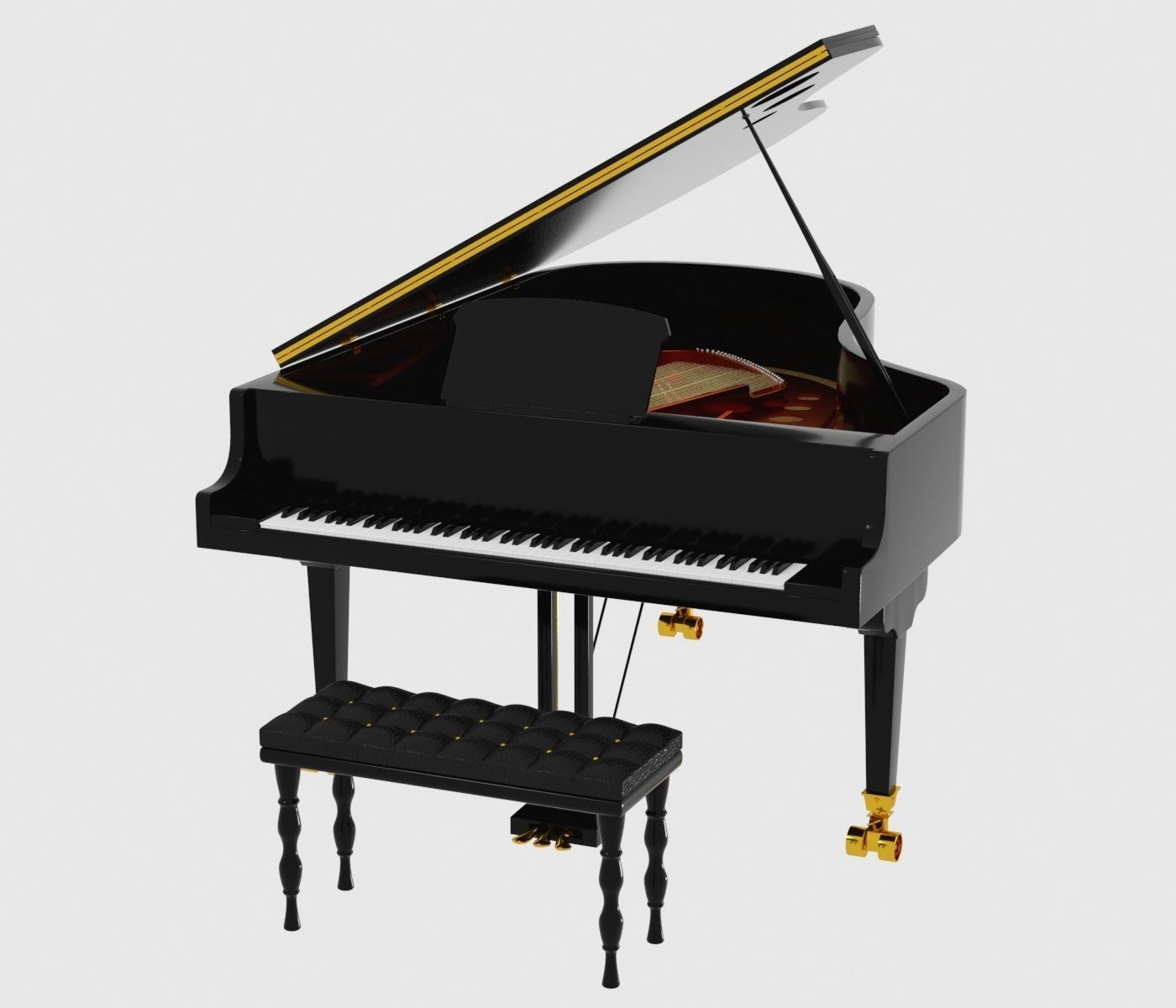 Black Piano 3D model 3D model_11