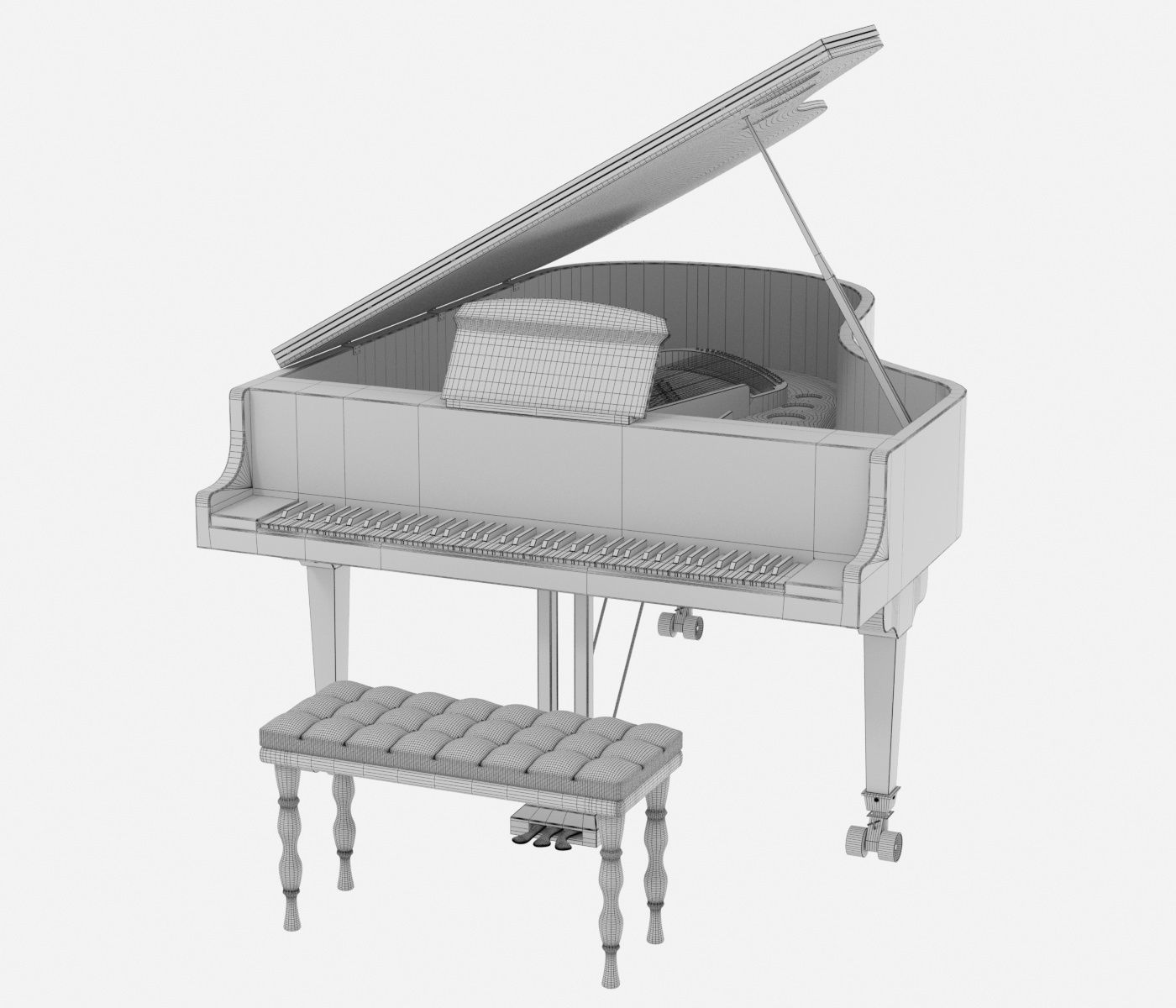 Black Piano 3D model 3D model_5