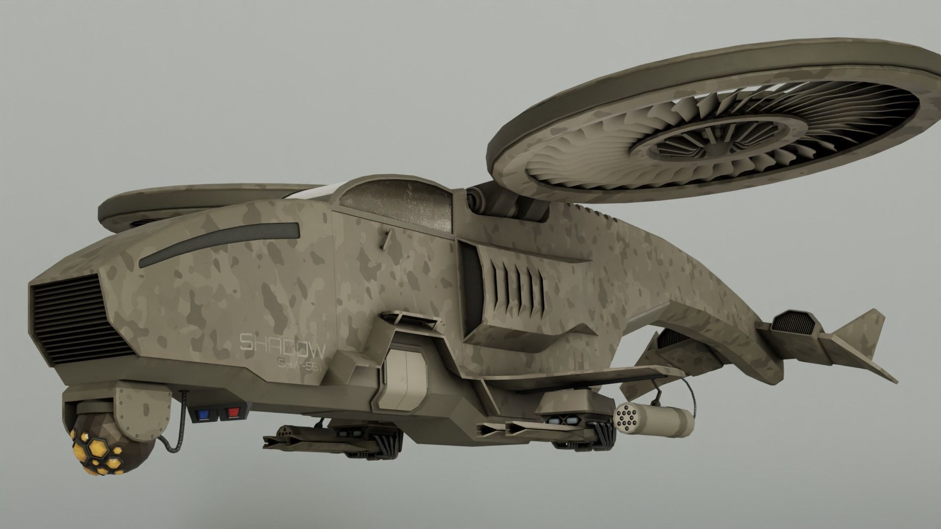 Twincopter with 3 different color variations Low-poly 3D model_4