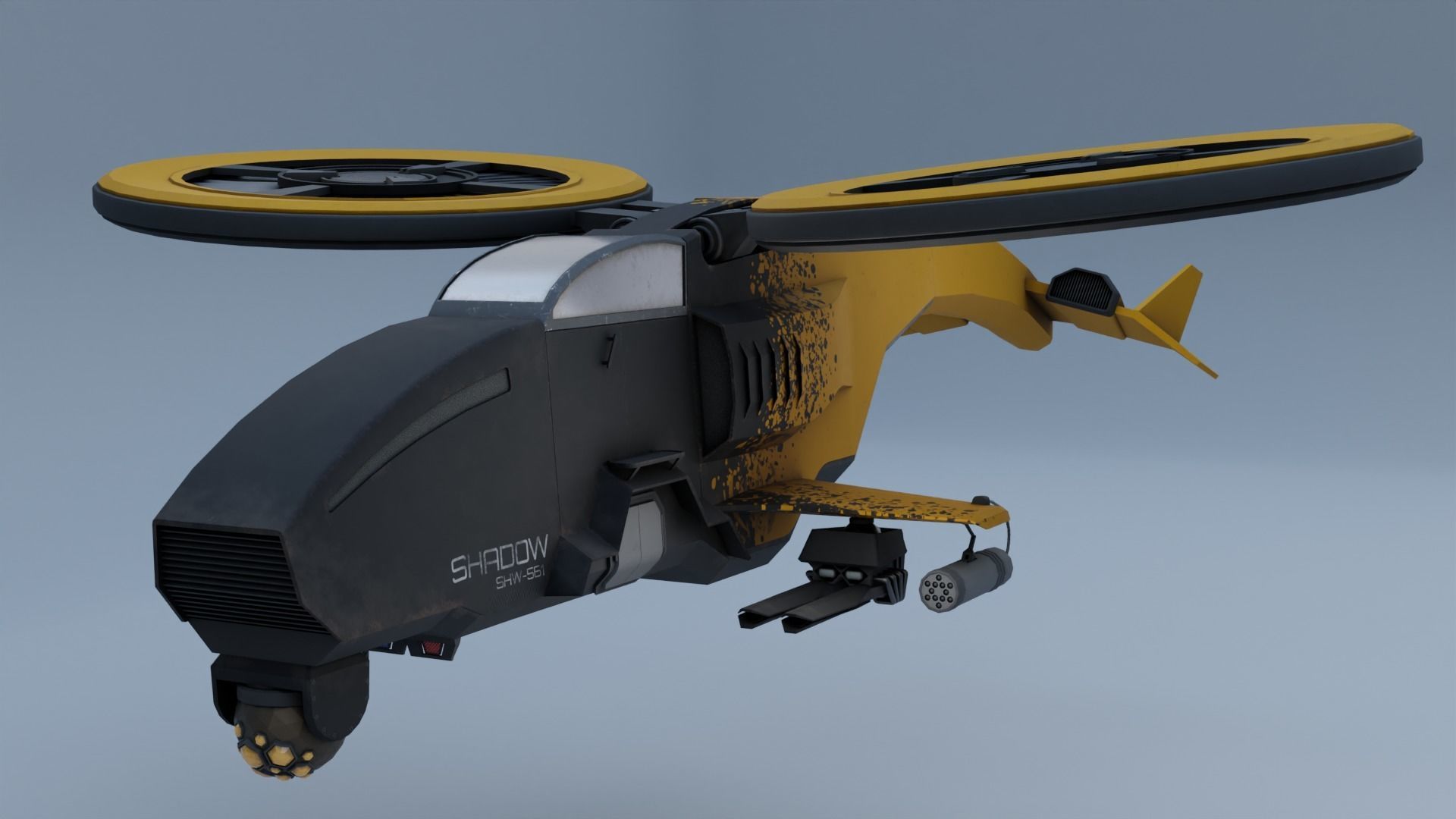 Twincopter with 3 different color variations Low-poly 3D model_3