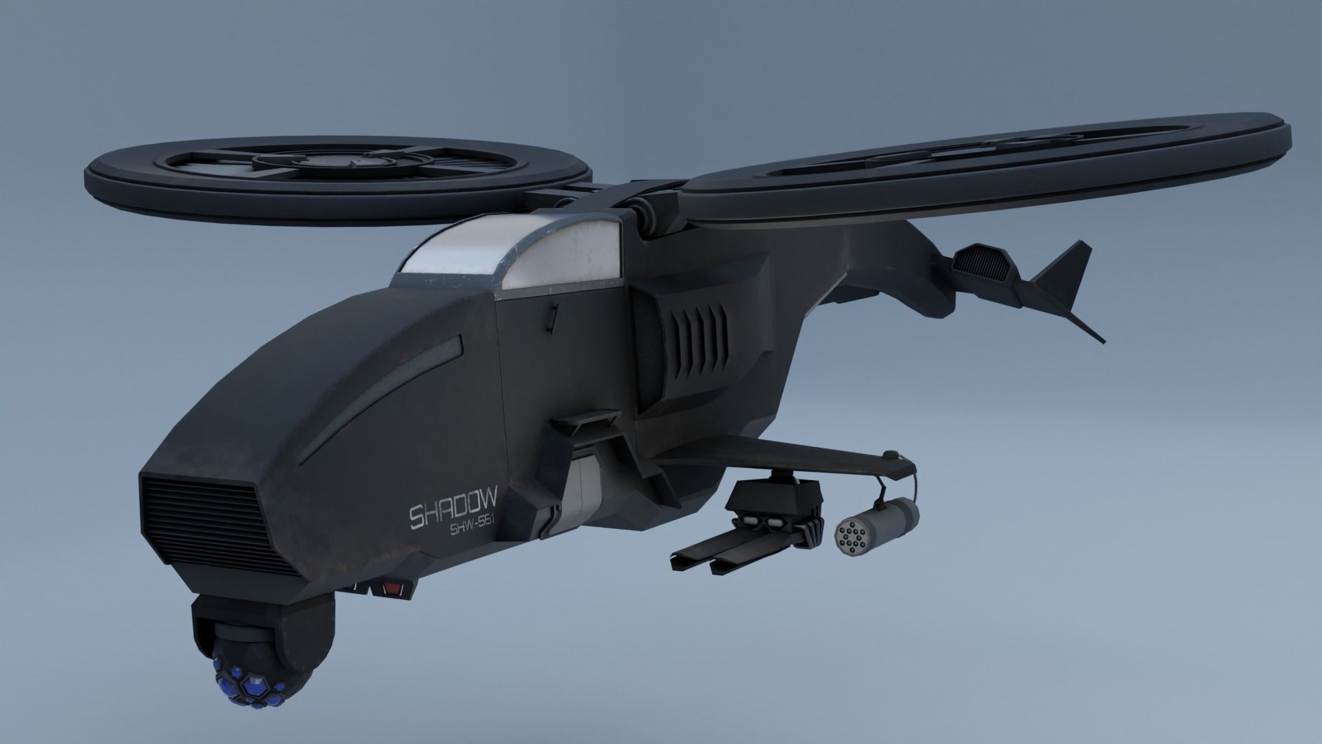 Twincopter with 3 different color variations Low-poly 3D model_2