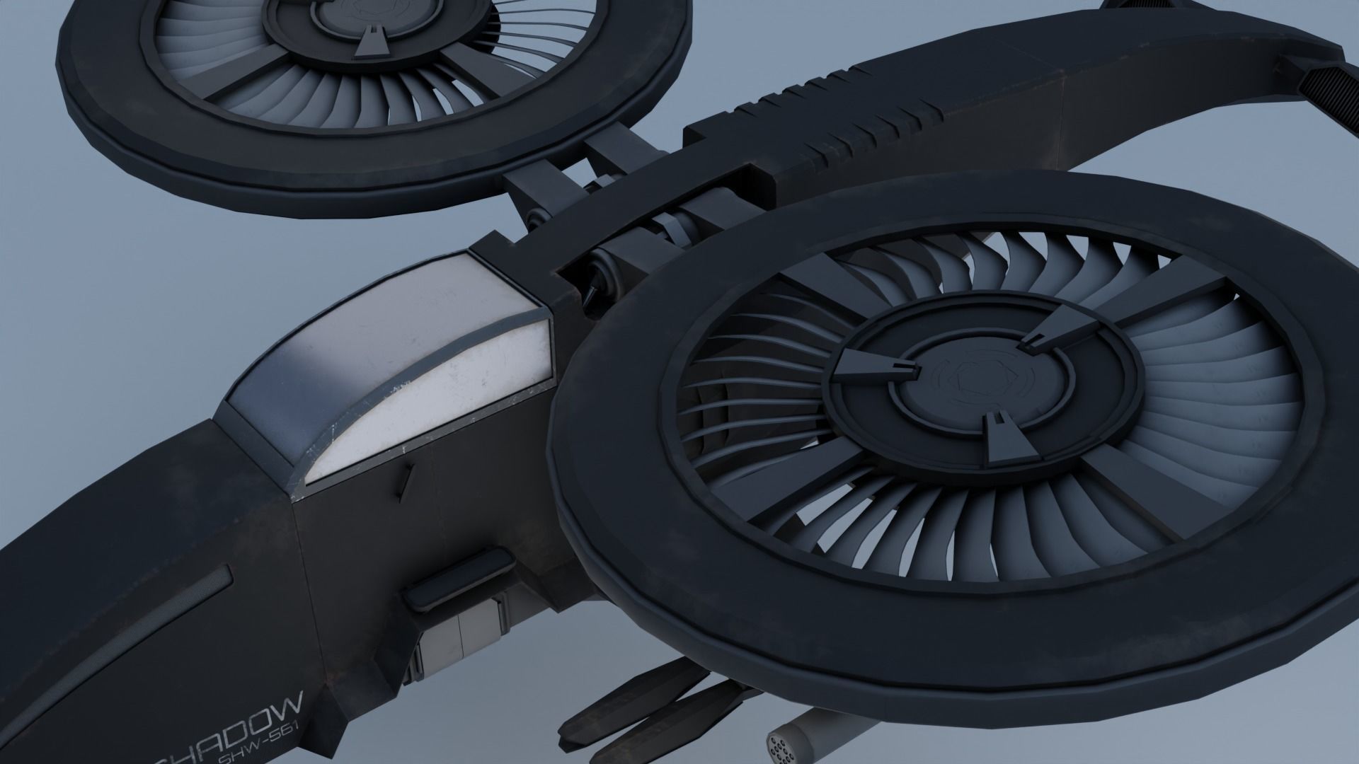 Twincopter with 3 different color variations Low-poly 3D model_12