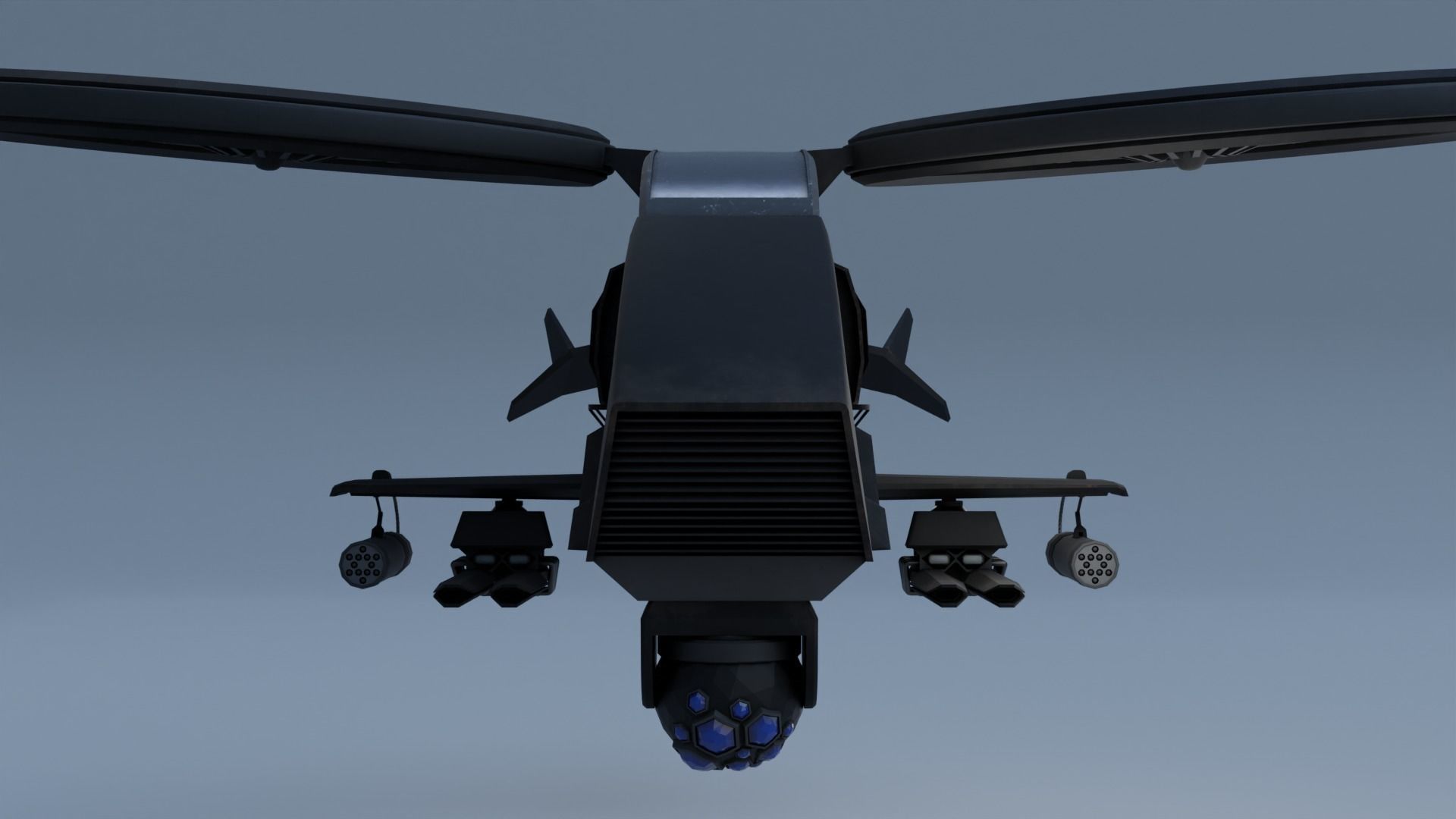 Twincopter with 3 different color variations Low-poly 3D model_15