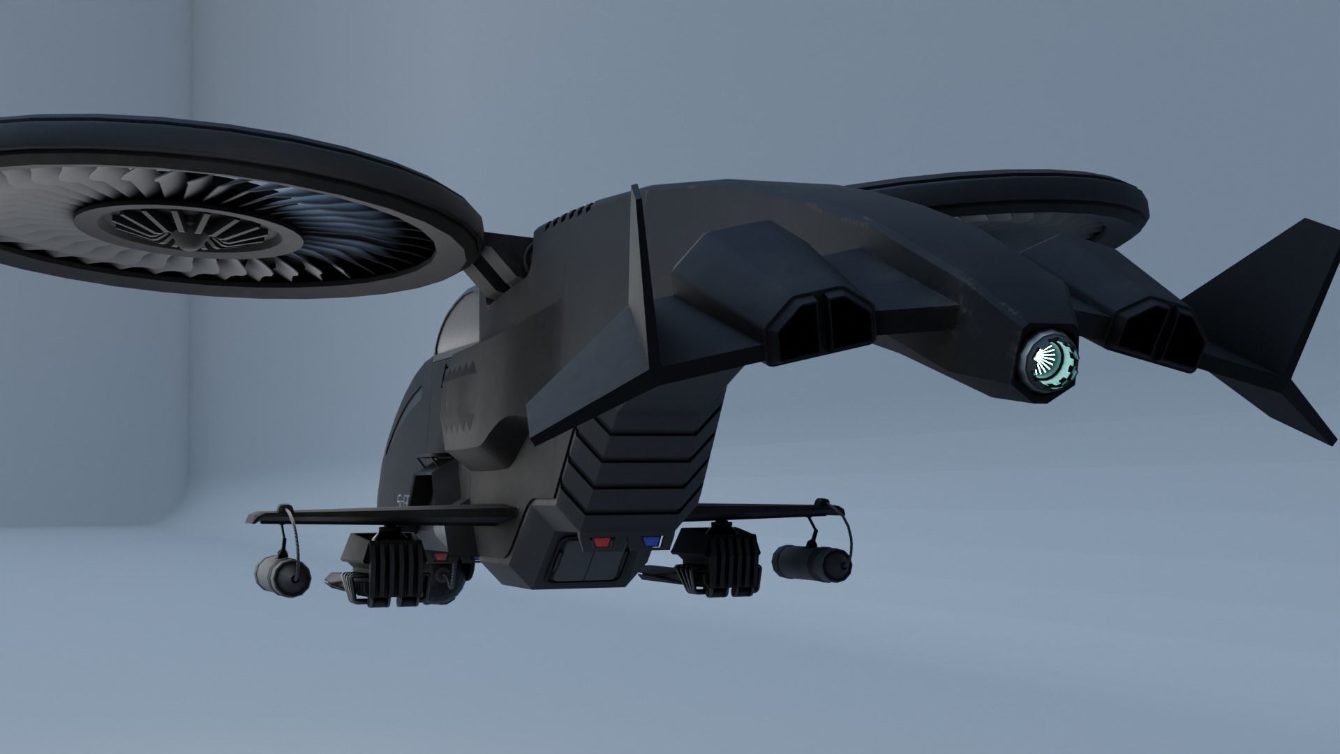 Twincopter with 3 different color variations Low-poly 3D model_13