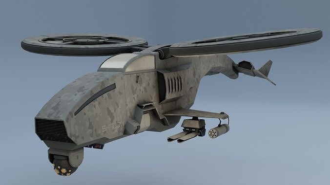 Twincopter with 3 different color variations Low-poly 3D model