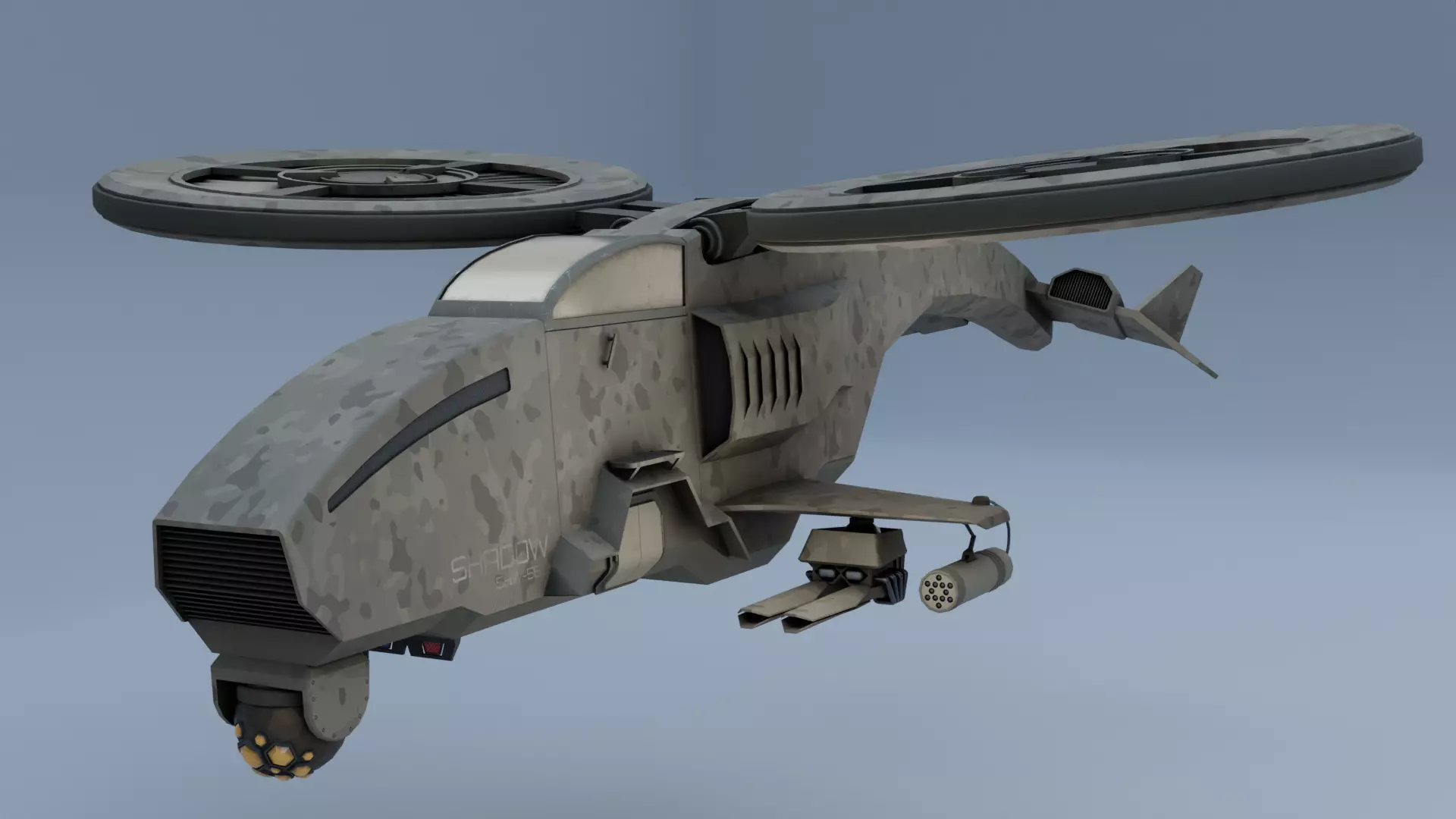 Twincopter with 3 different color variations Low-poly 3D model_0