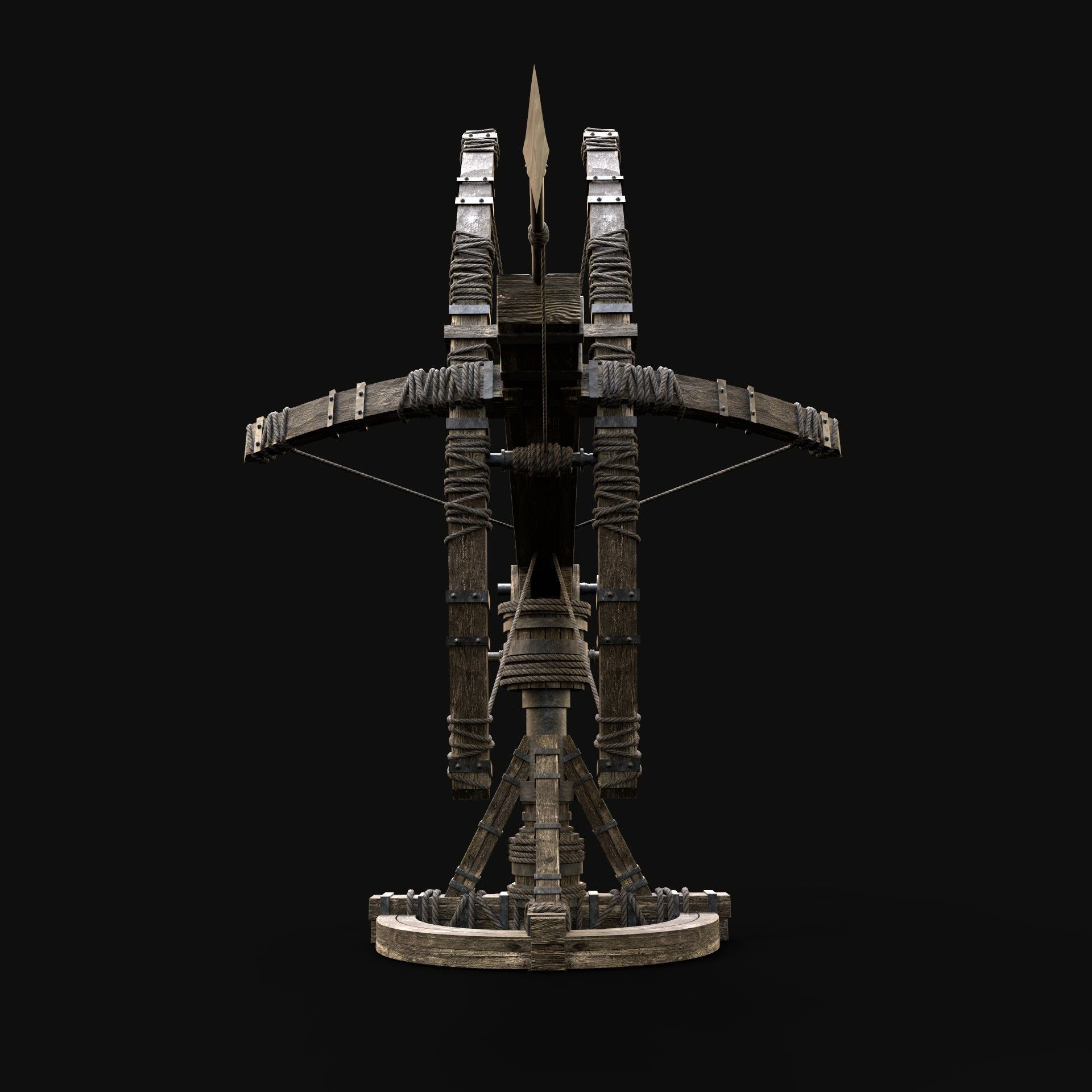 BALLISTA HARPOON LAUNCHER WAR MACHINE MEDIEVAL SIEGE ENGINE Low-poly 3D model_6
