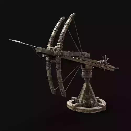 BALLISTA HARPOON LAUNCHER WAR MACHINE MEDIEVAL SIEGE ENGINE Low-poly 3D model