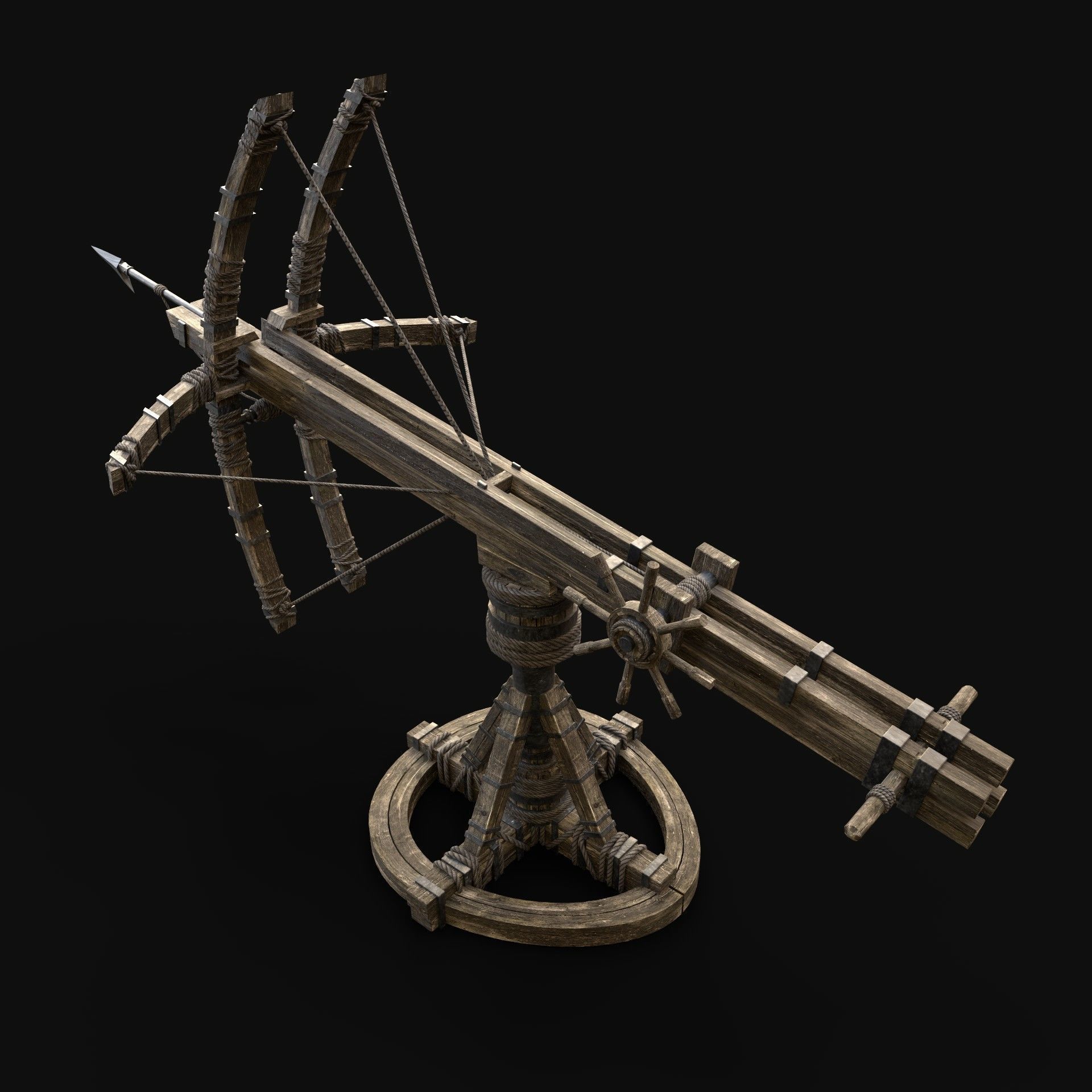 BALLISTA HARPOON LAUNCHER WAR MACHINE MEDIEVAL SIEGE ENGINE Low-poly 3D model_2