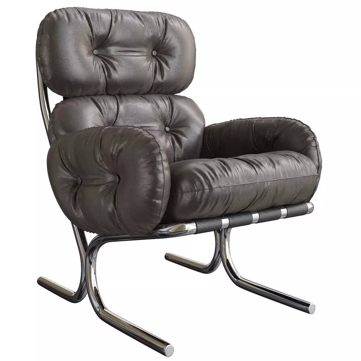 Lounge Chair Ottoman Directional Attributed Milo Baughman Low-poly 3D model