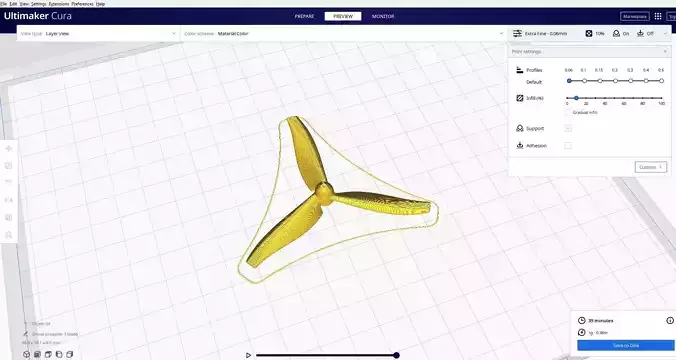 Drone propeller 3 blade 3D print model