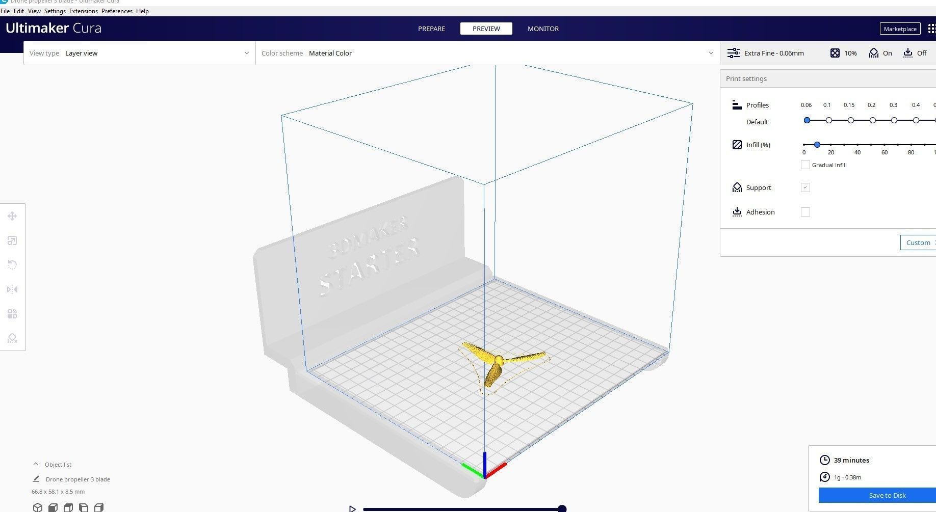 Drone propeller 3 blade 3D print model_5