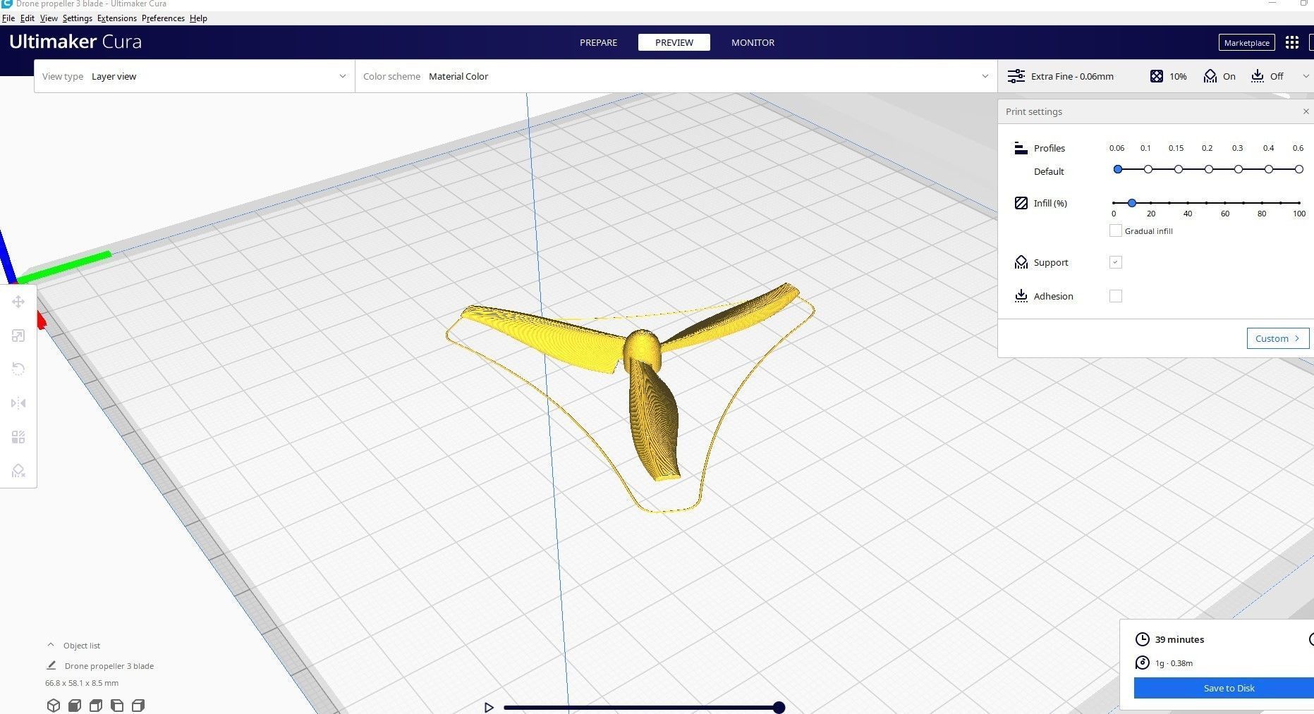 Drone propeller 3 blade 3D print model_4