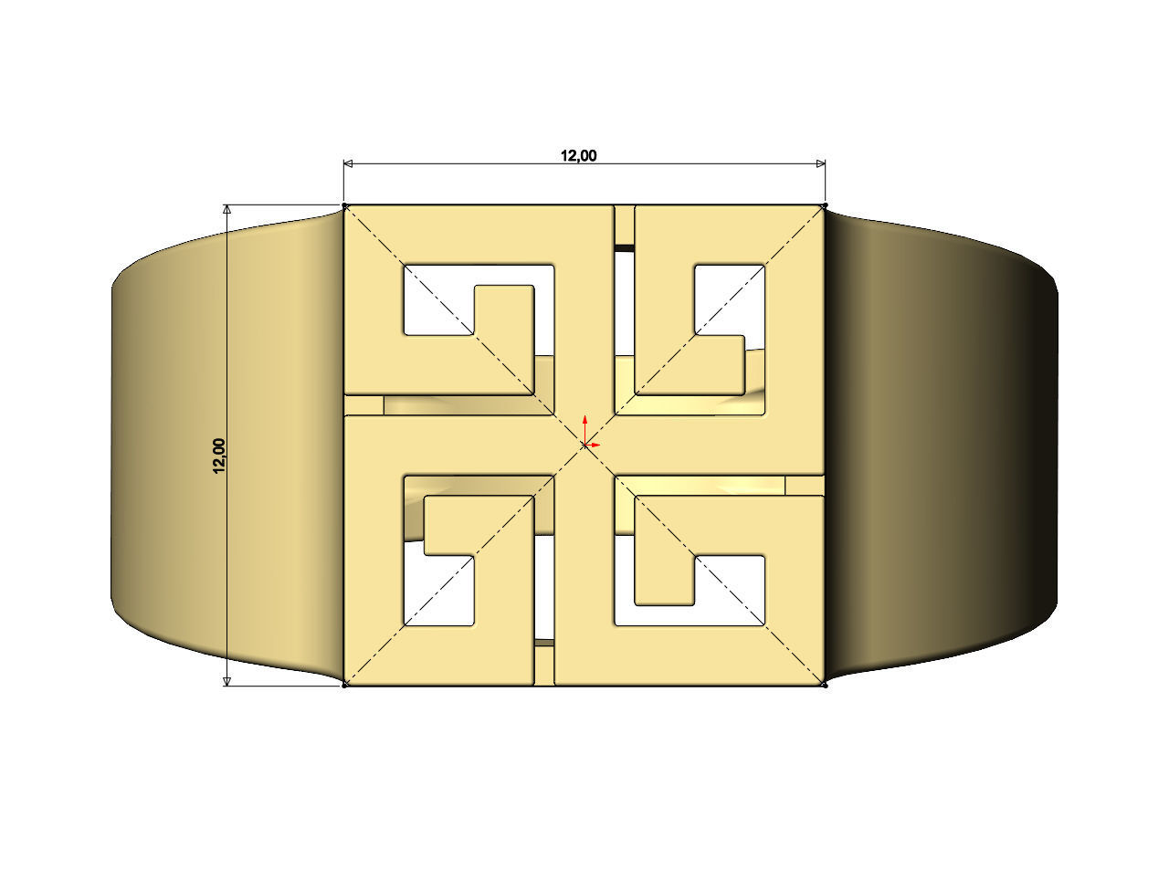 Square greek key scroll signet ring US sizes 7to11 3D print model_6