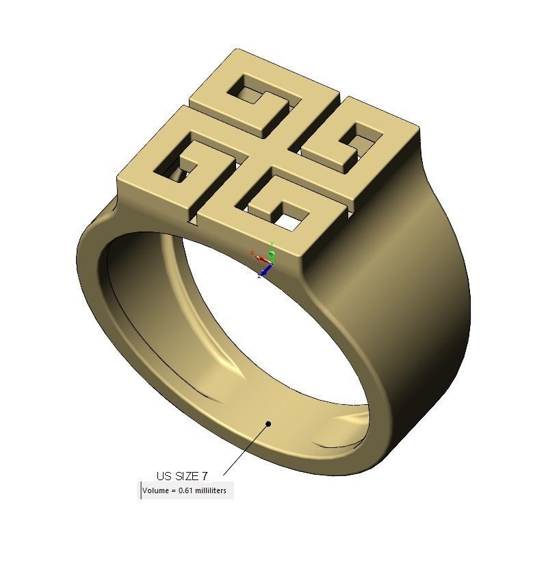 Square greek key scroll signet ring US sizes 7to11 3D print model_8