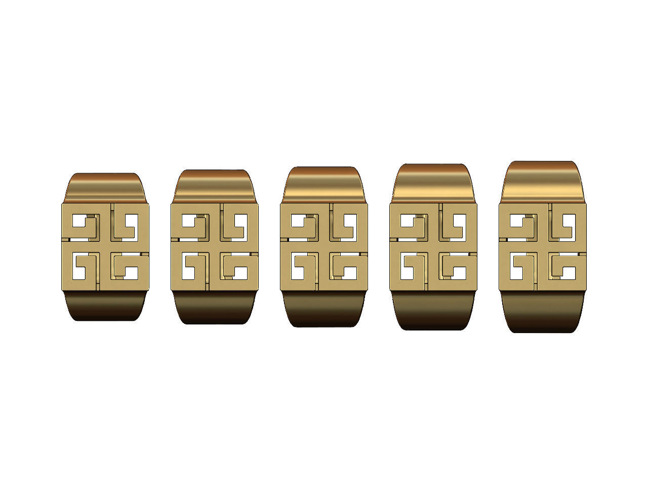 Square greek key scroll signet ring US sizes 7to11 3D print model_2